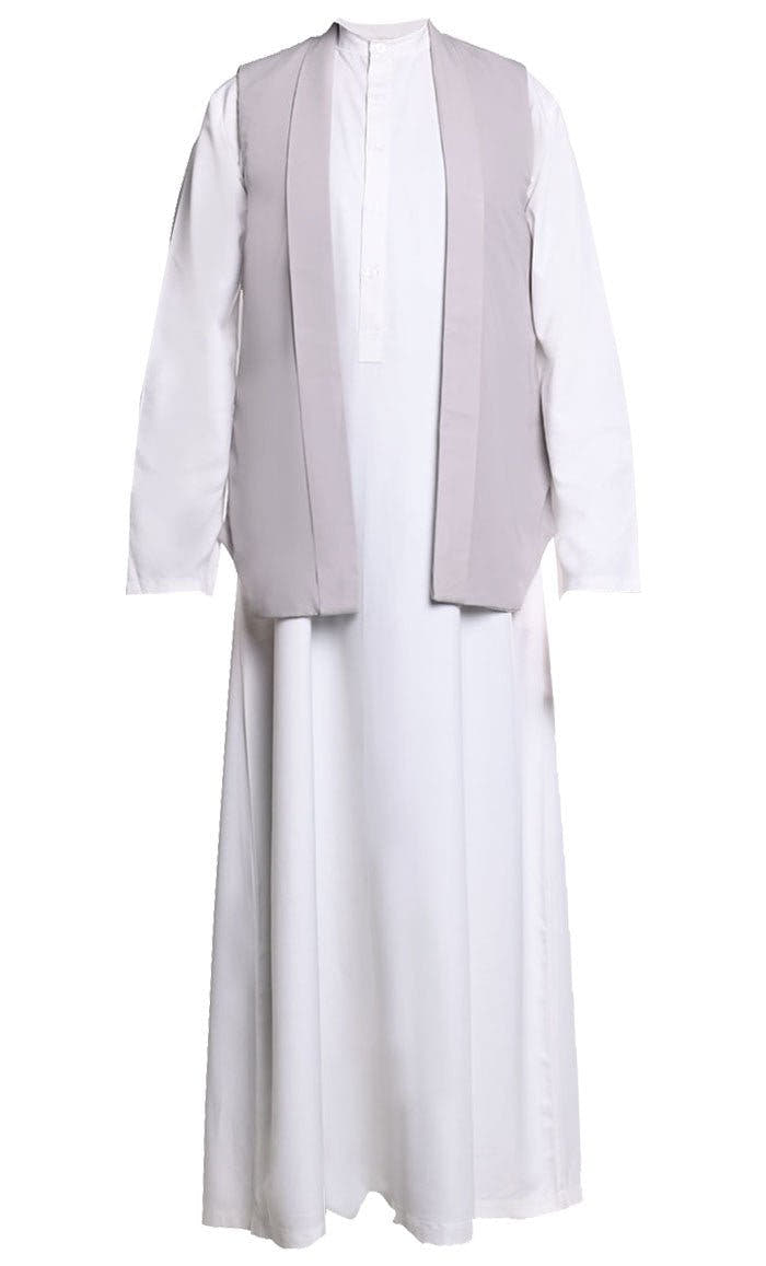 Men Everyday White Thobe with Jacket
