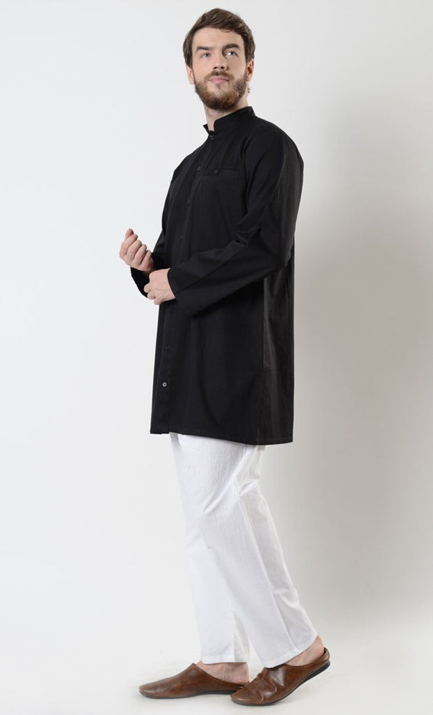 Mens Button Down Cotton Tunic - EastEssence.com