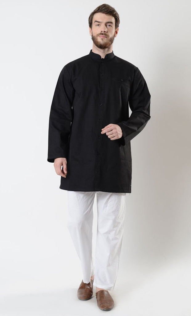 Mens Button Down Cotton Tunic - EastEssence.com