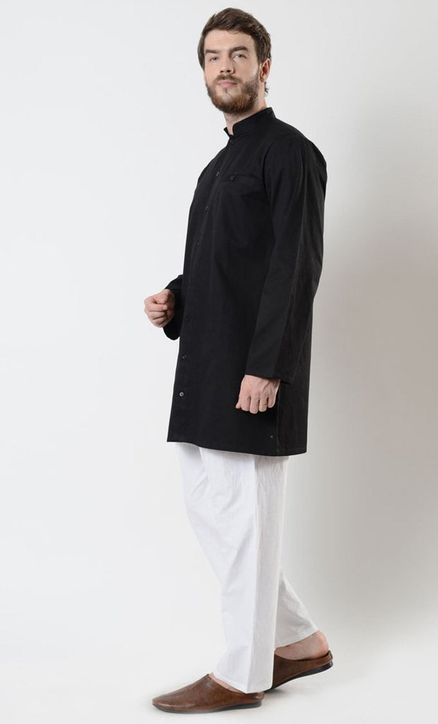 Mens Button Down Cotton Tunic - EastEssence.com