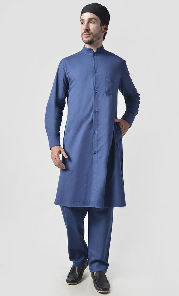 Mens Button Down Cotton Tunic Set - EastEssence.com