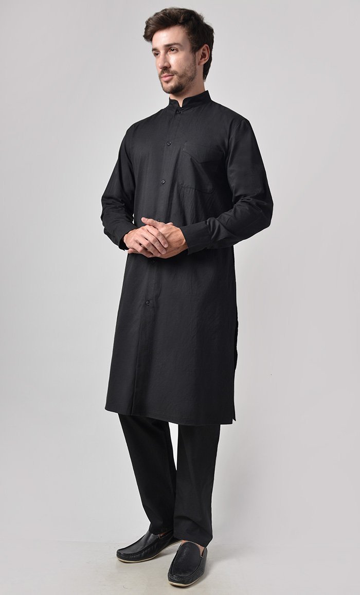 Mens Button Down Cotton Tunic Set
