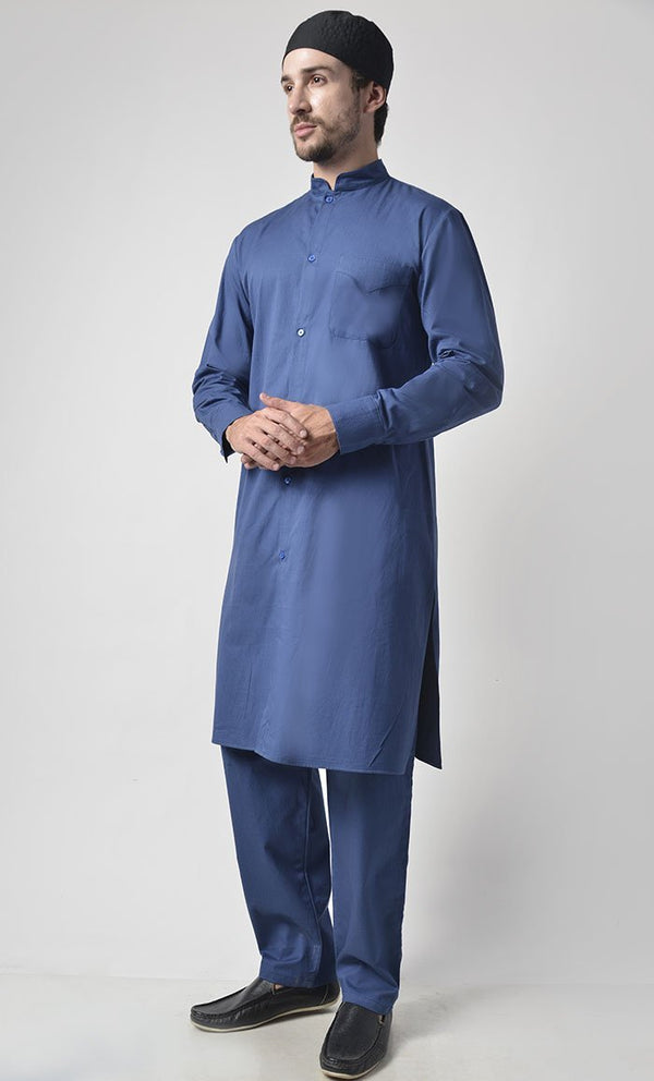 Mens Button Down Cotton Tunic Set - EastEssence.com