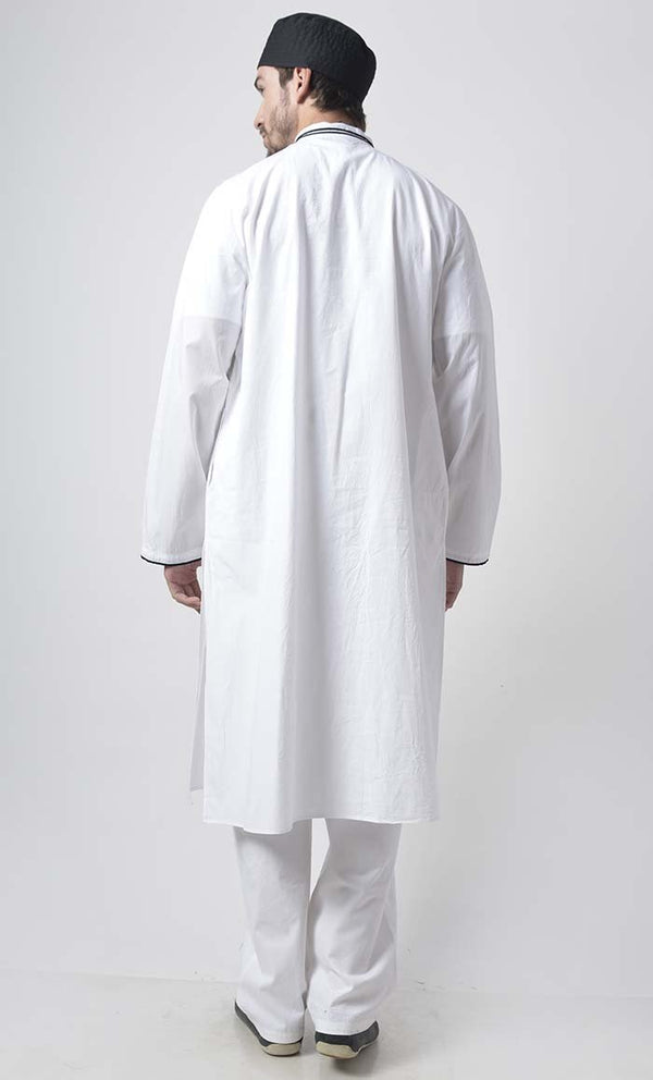 Mens Contrast Detail Cotton Tunic Set - EastEssence.com