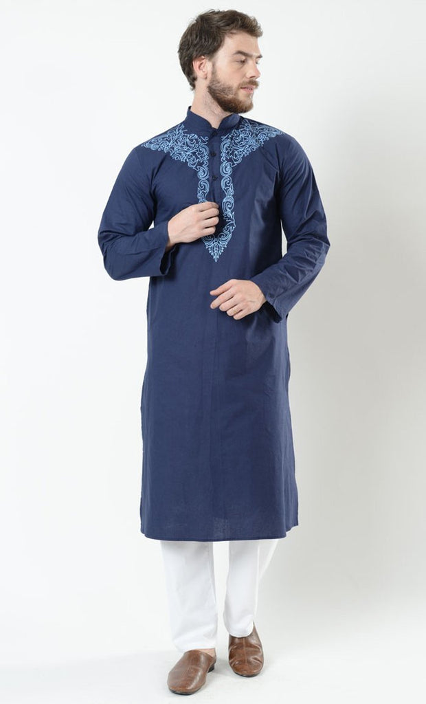 Men's Embroidered Kurta and Pant Set - EastEssence.com