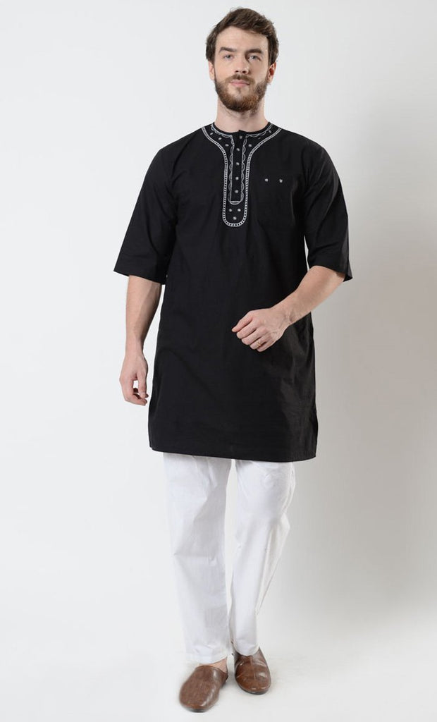 Men's Embroidered Short Sleeve Tunic - EastEssence.com