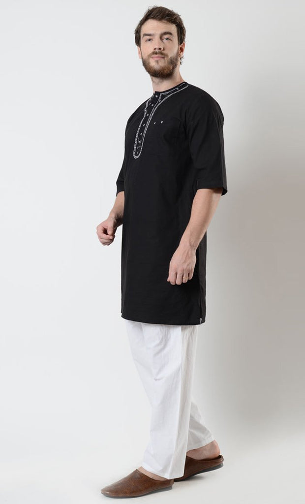 Men's Embroidered Short Sleeve Tunic - EastEssence.com