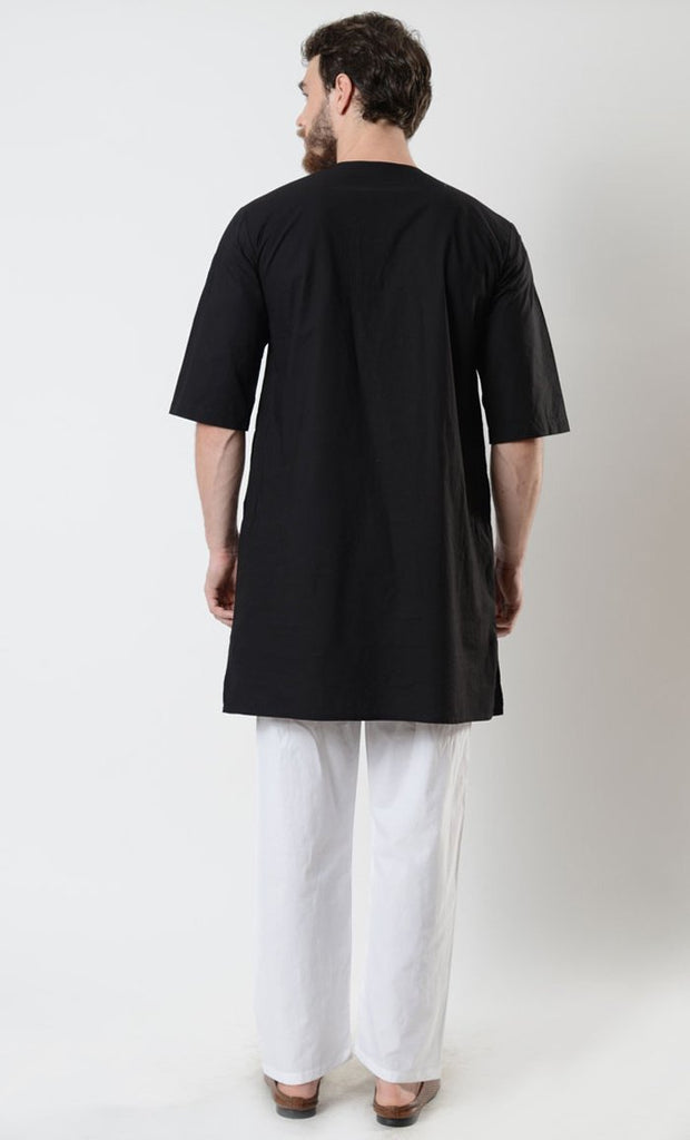 Men's Embroidered Short Sleeve Tunic - EastEssence.com