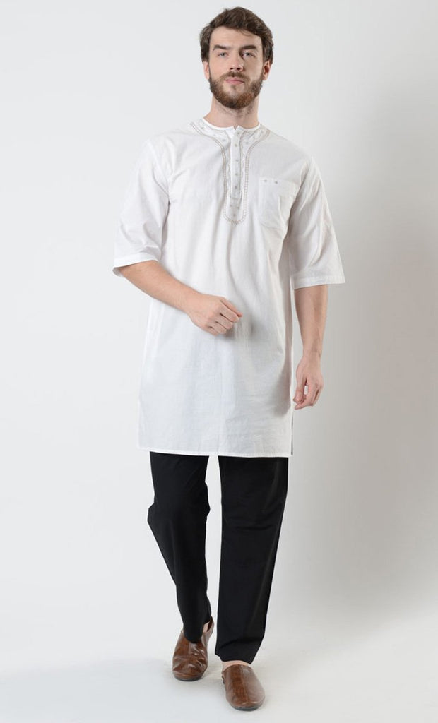 Mens Embroidered Short Sleeve Tunic - EastEssence.com