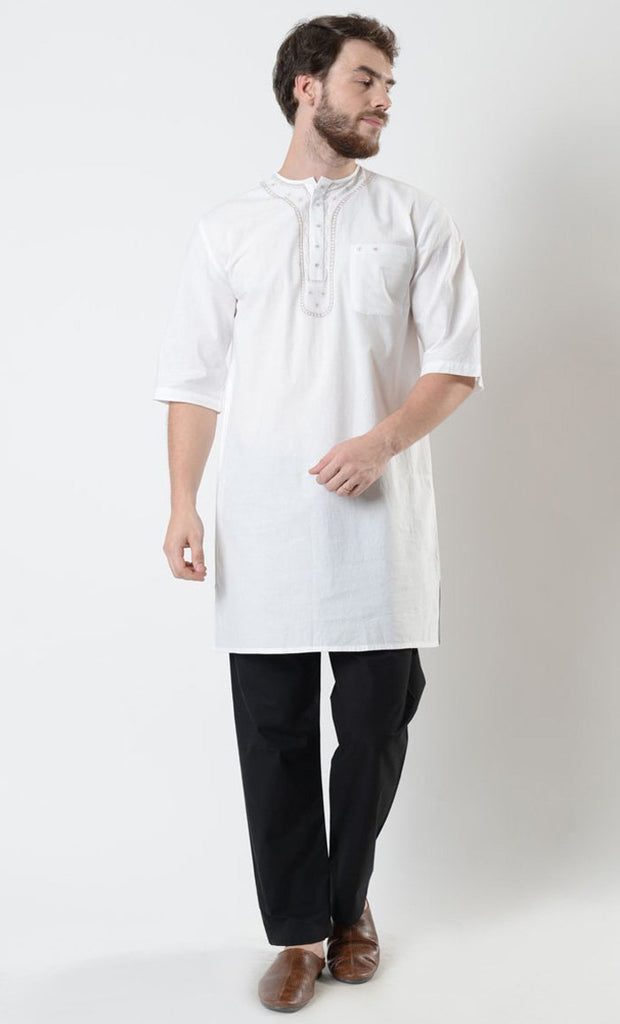 Mens Embroidered Short Sleeve Tunic - EastEssence.com