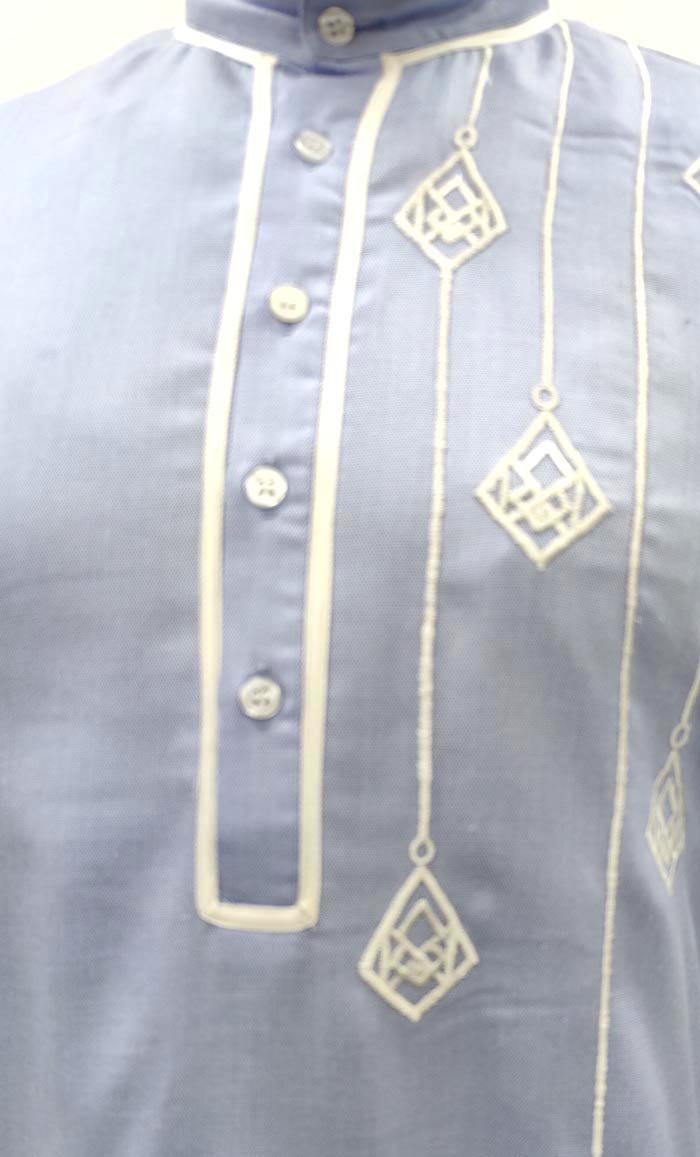 Men's Everyday wear Blue Embroidered Kurta With Pockets - EastEssence.com