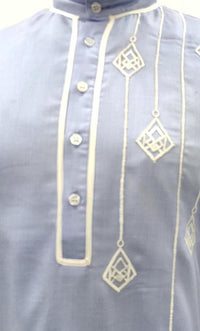 Men's Everyday wear Blue Embroidered Kurta With Pockets - EastEssence.com