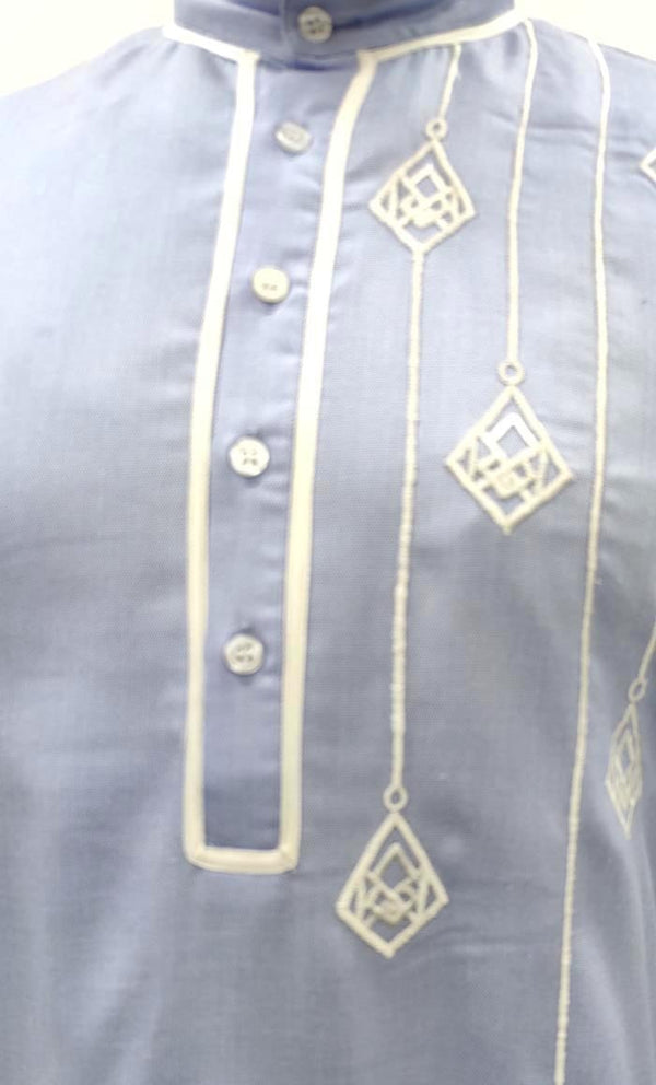 Men's Everyday wear Blue Embroidered Kurta With Pockets - EastEssence.com