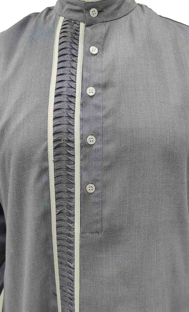 Men's Everyday wear Denim Twisted Pleats Detailing Kurta With Pockets - EastEssence.com