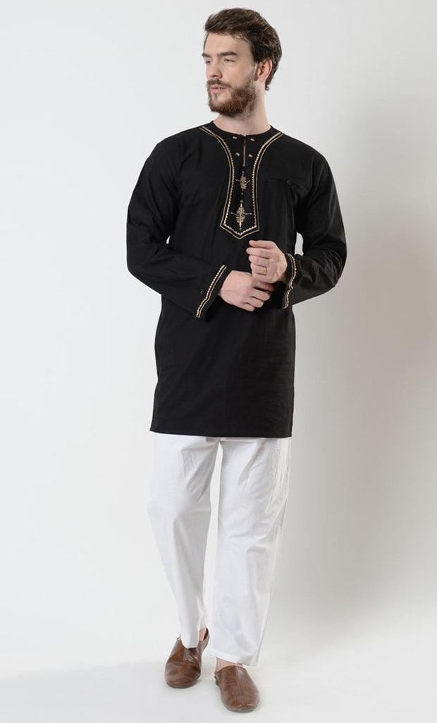 Mens Gold Embroidered Tunic - EastEssence.com