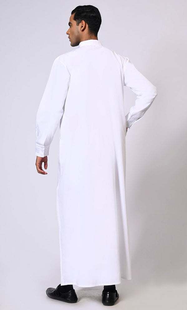Men's White Thobe  Pockets