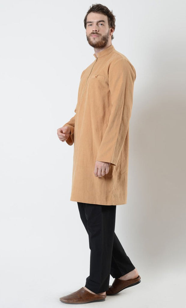 Mens Zipper Corduroy Tunic with side pockets - EastEssence.com