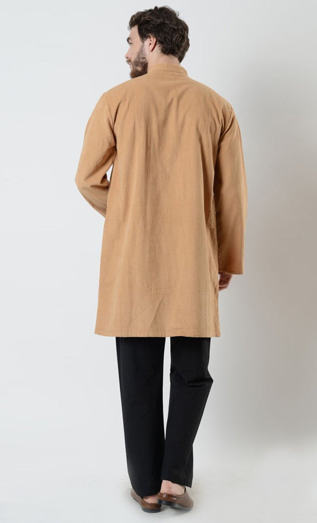 Mens Zipper Corduroy Tunic with side pockets - EastEssence.com