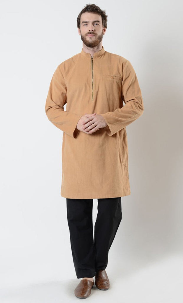 Mens Zipper Corduroy Tunic with side pockets - EastEssence.com