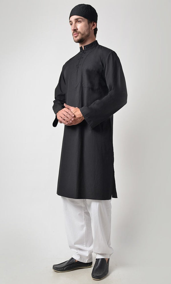 Mens Zipper Detail Yoke Cotton Tunic