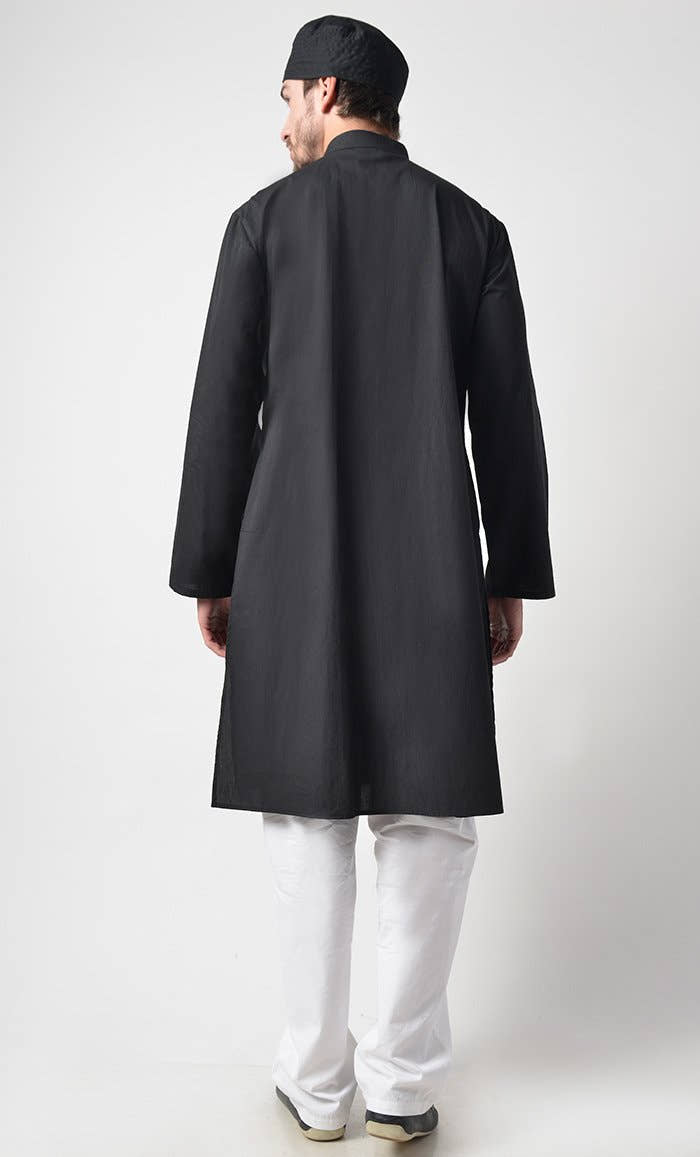 Mens Zipper Detail Yoke Cotton Tunic Set - EastEssence.com