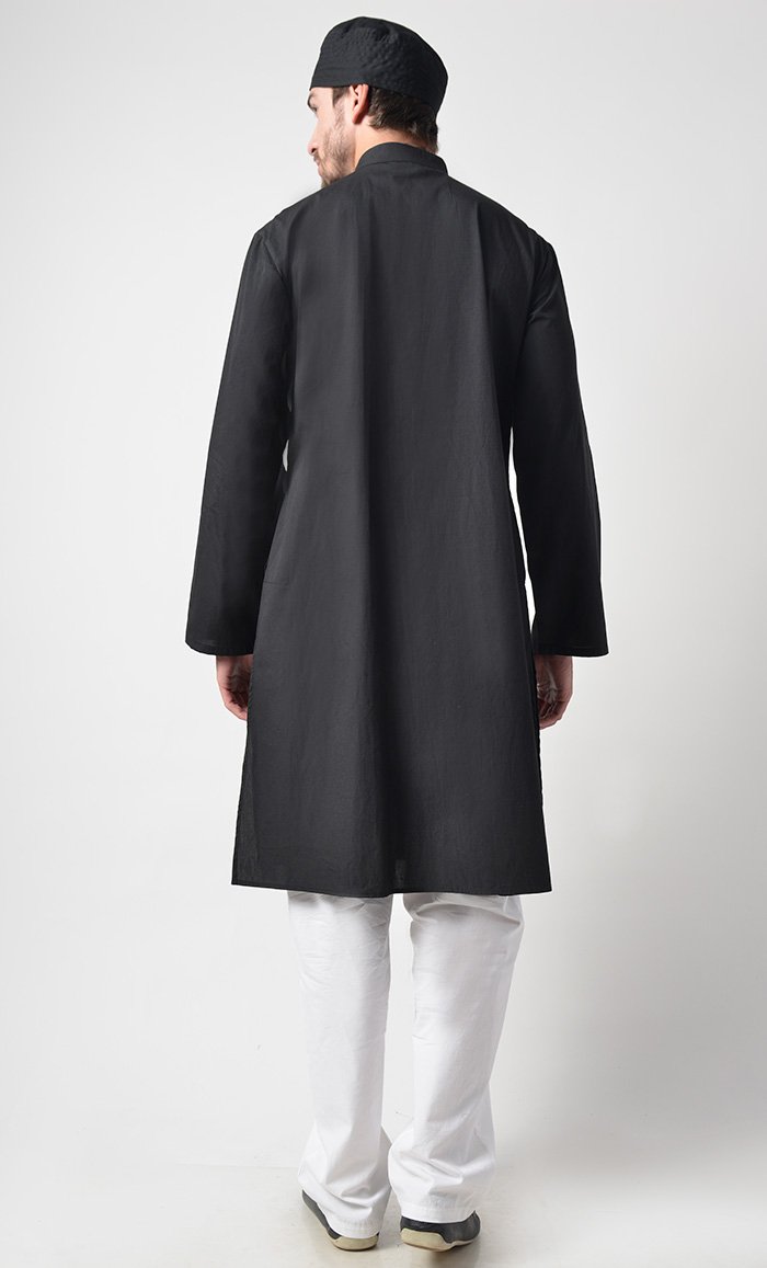 Mens Zipper Detail Yoke Cotton Tunic Set - EastEssence.com