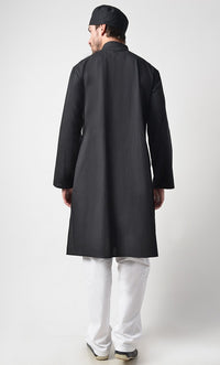 Mens Zipper Detail Yoke Cotton Tunic Set - EastEssence.com