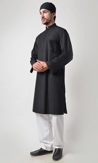Mens Zipper Detail Yoke Cotton Tunic Set - EastEssence.com