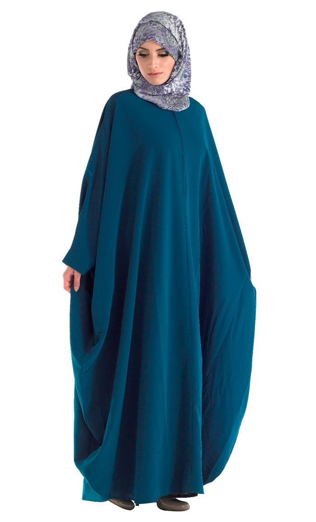 Metallic Zipper Detail Irani Kimono Style Abaya Dress. - EastEssence.com