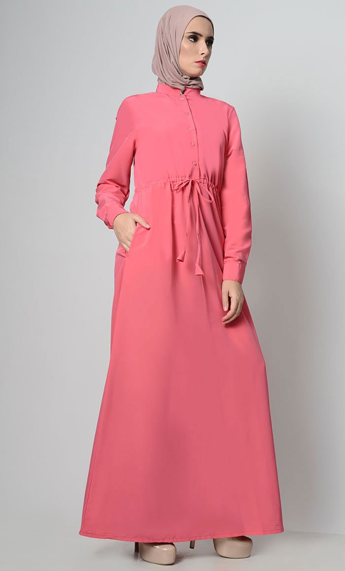 Minimalistic And Chic Drawstring Abaya - EastEssence.com