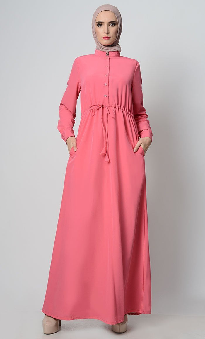 Minimalistic And Chic Drawstring Abaya - EastEssence.com