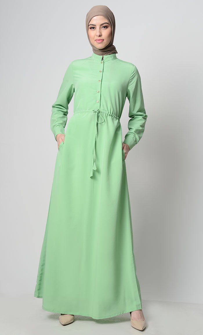 Minimalistic Drawstring Abaya - EastEssence.com