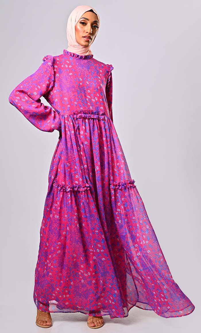 Modern Elegance: The Feminine Flair of the Frill-Detailed Abaya - EastEssence.com