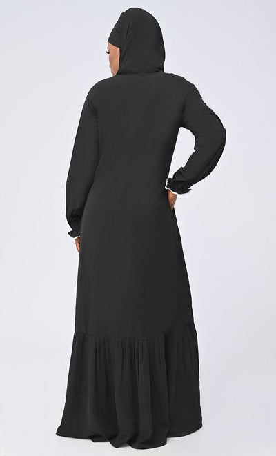 Arabic Inida White Embroidered Abaya