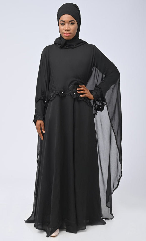 Modest Beautiful Black Embroidered Prayer Dress Modest Beautiful Black Embroidered Prayer Dress