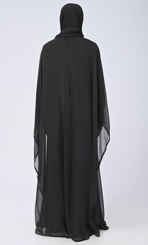 Modest Beautiful Black Embroidered Prayer Dress - EastEssence.com