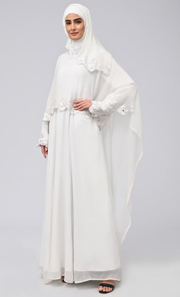 Modest Beautiful Embroidered Prayer Dress For Women (2Pc+H) - EastEssence.com