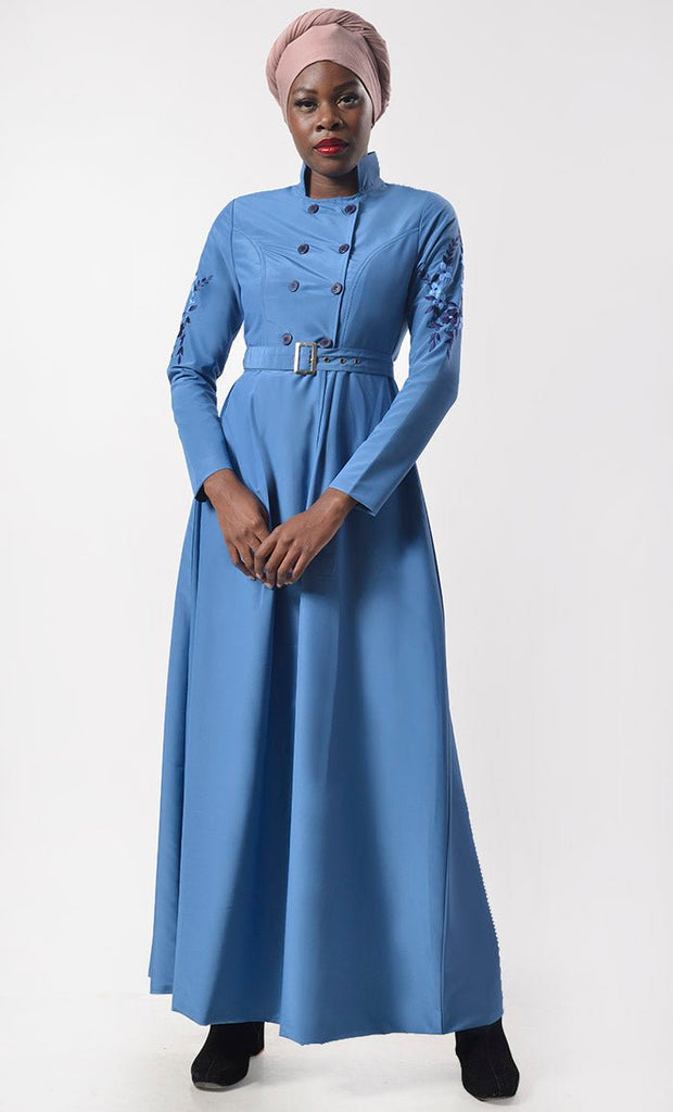 Modest Classic Embroidered Abaya With Pockets - EastEssence.com