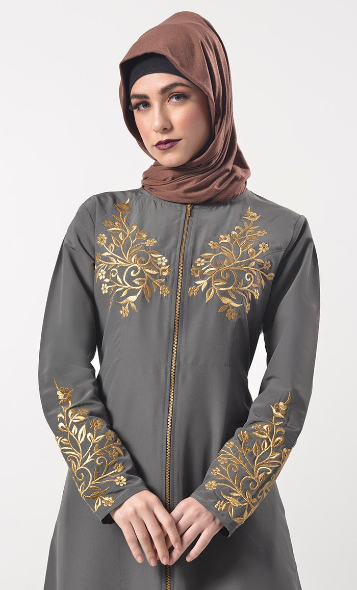 Mfull Length Zipper Abaya With Pockets