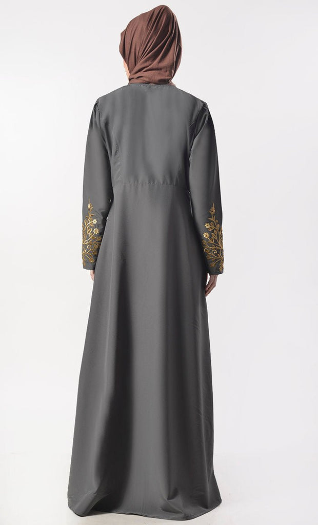 Mfull Length Zipper Abaya With Pockets