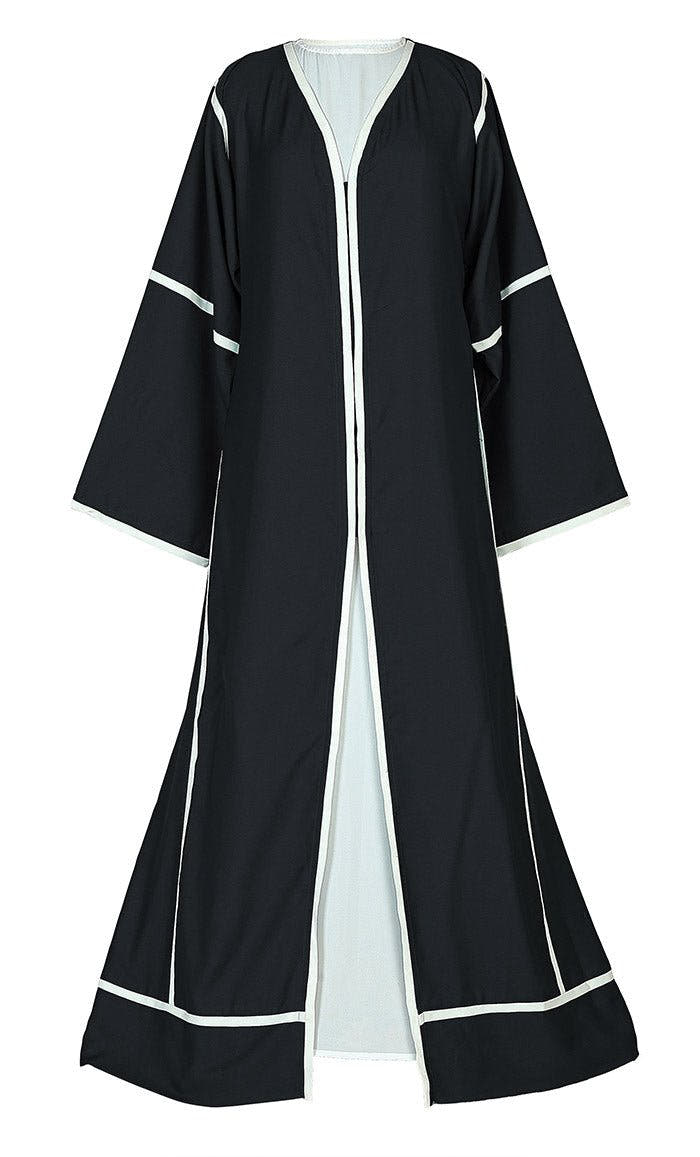 Abaya été sobre, confortable et légère, noire avec boléro et sous-robe
