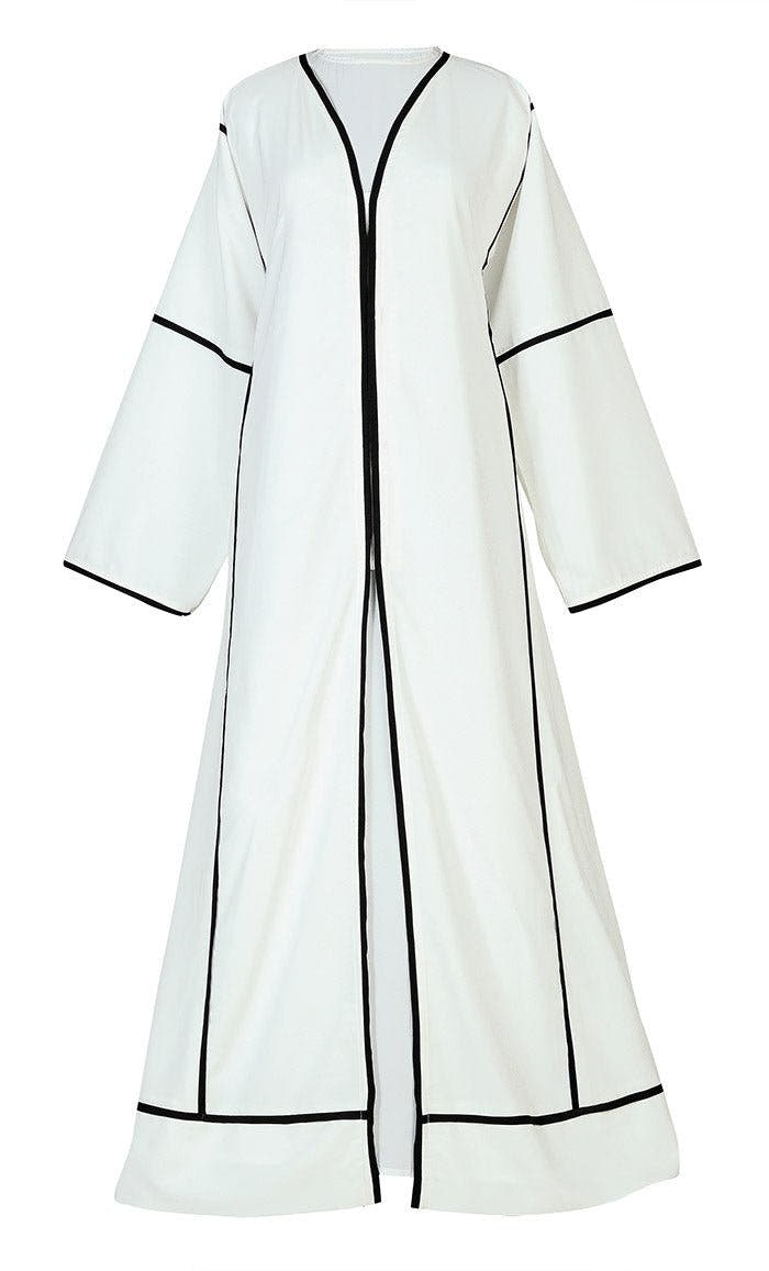 Abaya sobre et confortable en crêpe avec cache-cœur d'été léger blanc
