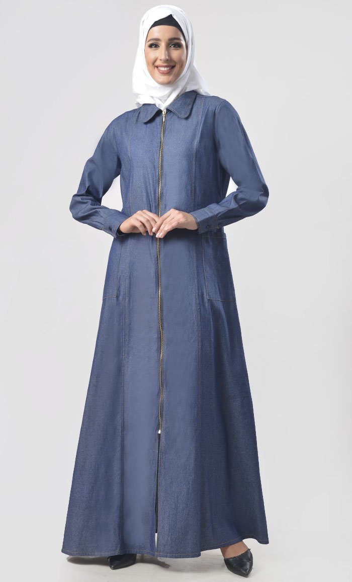 modest denim dress Dresses for Spring 2XL Featuring rolled button sleeves Free Size Jeans Dress for