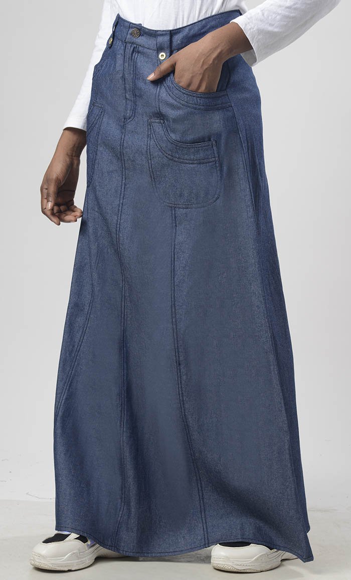 Blue Modest Denim Everyday Wear Skirt