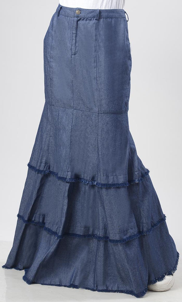Modest Denim Mermaid Style Skirt - EastEssence.com