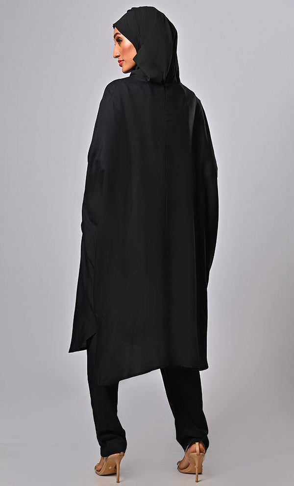 Black Modest Everday Wear Batwings Sleeves Detailing Full Set