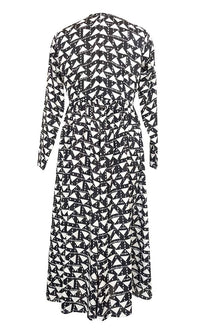 Modest Flared Anarkali Style Black Printed Long Tunic With Pockets - EastEssence.com