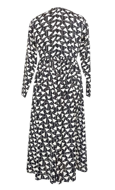 Modest Flared Anarkali Style Black Printed Long Tunic With Pockets - EastEssence.com
