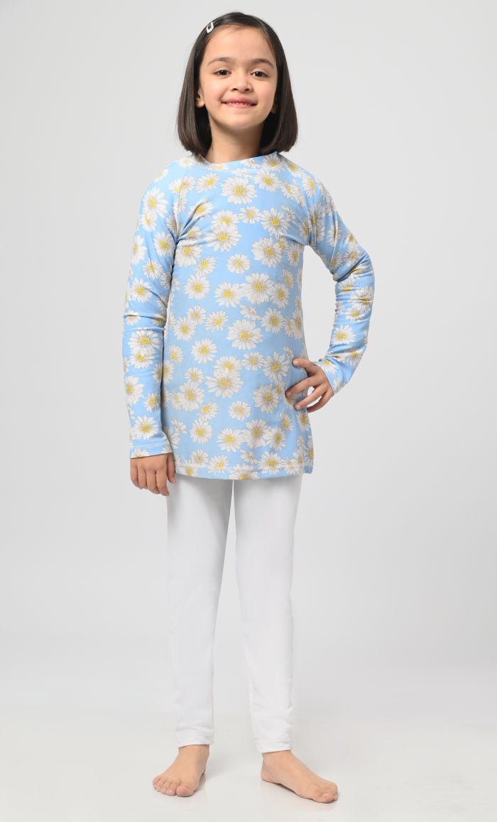 Modest Floral Printed Girl's Swimsuit - 2Pc Set - EastEssence.com