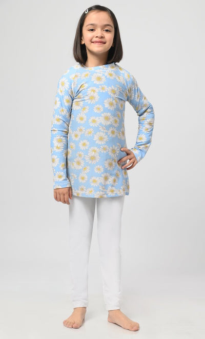 Modest Floral Printed Girl's Swimsuit - 2Pc Set - EastEssence.com